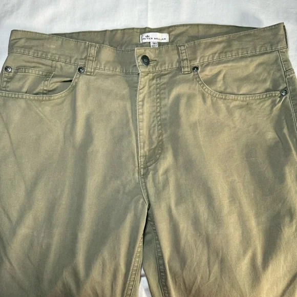 Peter Millar 5-Pocket Pants Men 36 x 29 Military Green Khaki Pima Cotton Casual - Picture 3 of 8